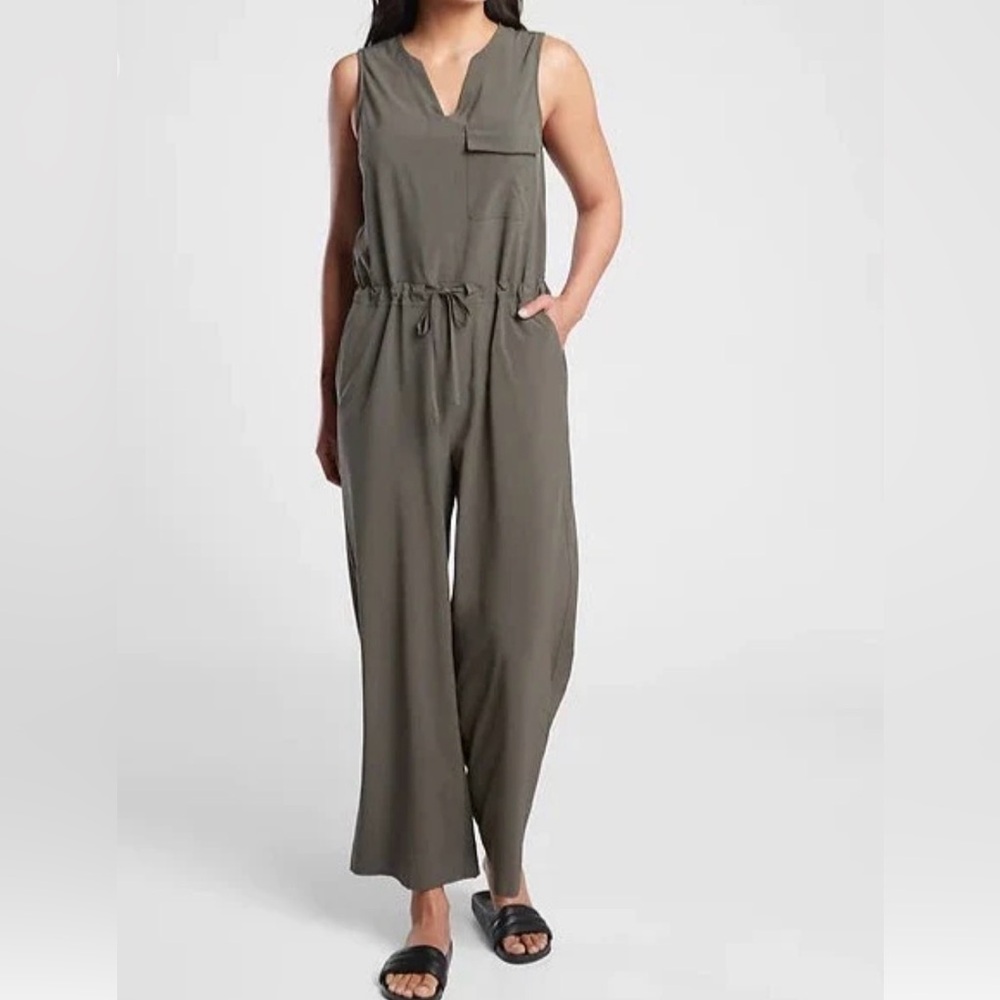 Athleta Olive Green Sleeveless Jumpsuit